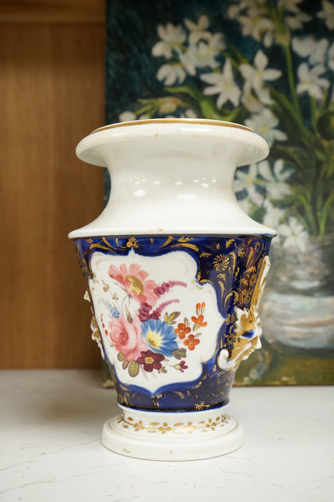 A mid 19th century Chinese famille rose vase together with other oriental and African wares, largest 33cm high. Condition - varies